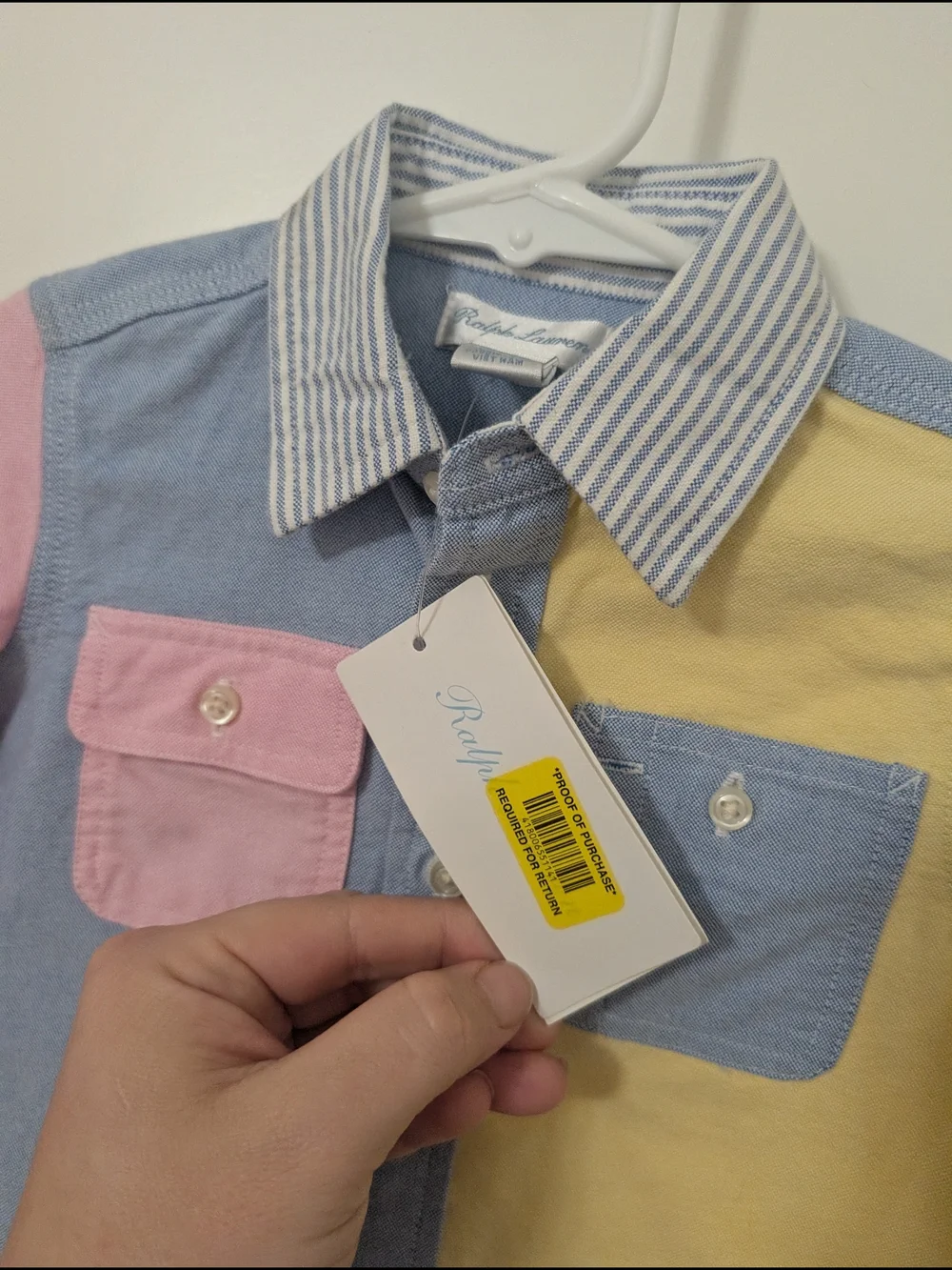 $ Ralph Lauren Pastel Colorblock Button-Down Shirt - Pink, Blue, Yellow, Green‎